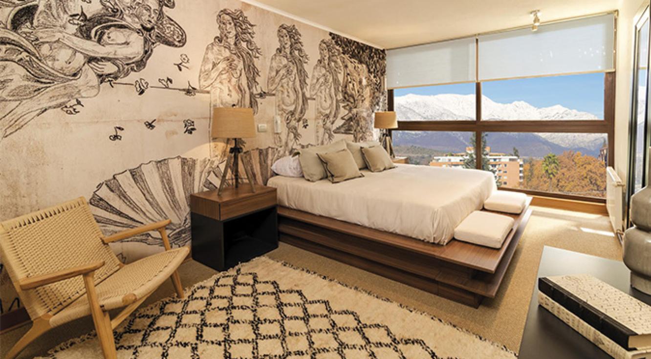 Dormitorio con Cortina Enrollable